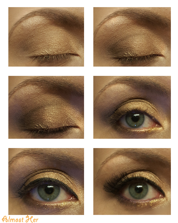 Gold Summer Look using Naked 2 palette!  Great festival look!! Almost Her Blog