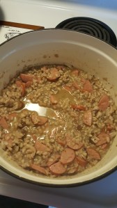 Meal Prep at AlmostHerBlog.com Mushroom, Barley and Andouille Soup