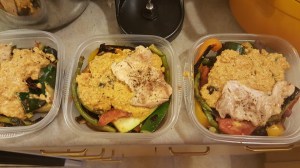 Roasted Veggies with Romesco Sauce and Chicken