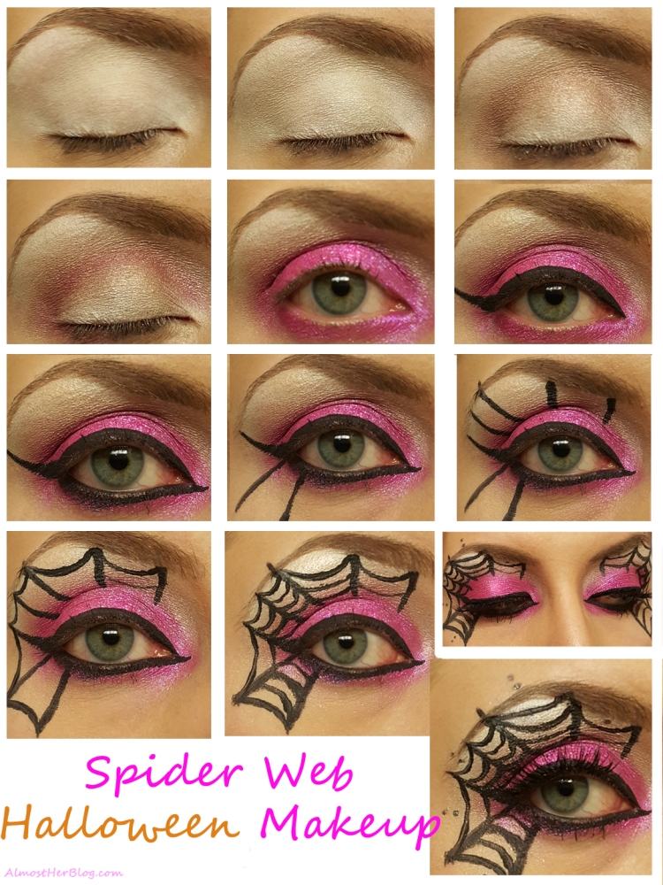 Spider Web Makeup for Halloween!! Almostherblog.com #spiderweb #halloweenmakeup 