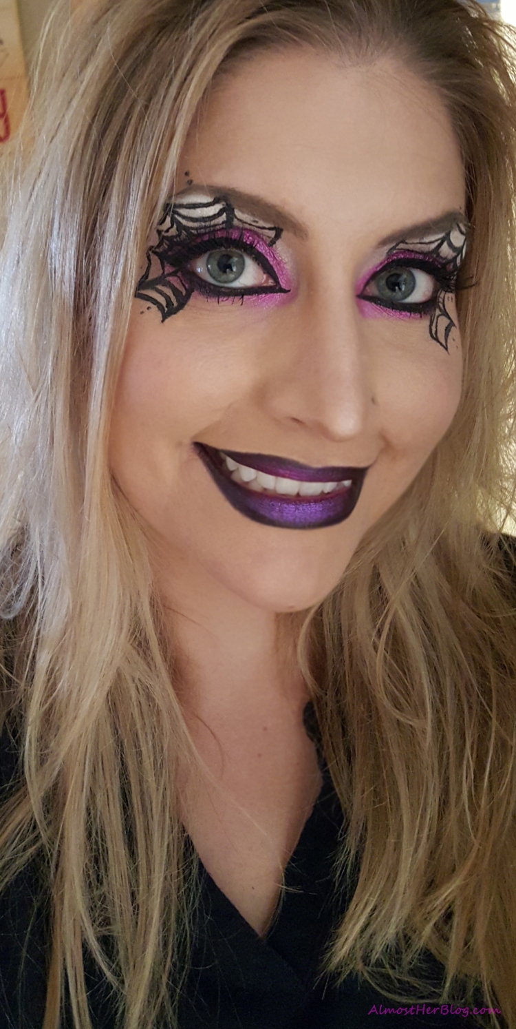 Spider Web Makeup for Halloween!! Almostherblog.com #spiderweb #halloweenmakeup 