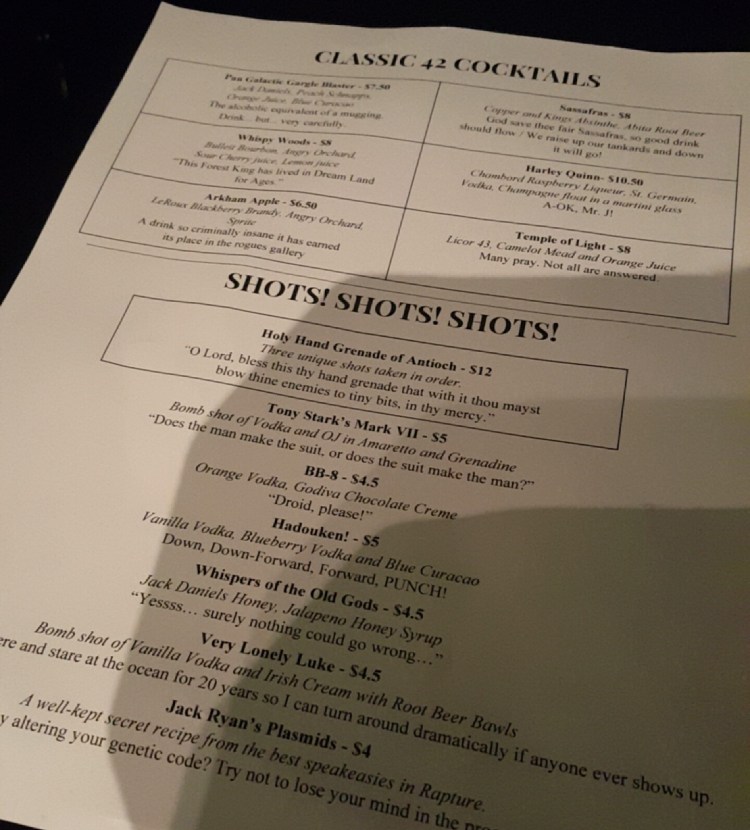 42Lounge Drink Menu in Milwaukee, WI